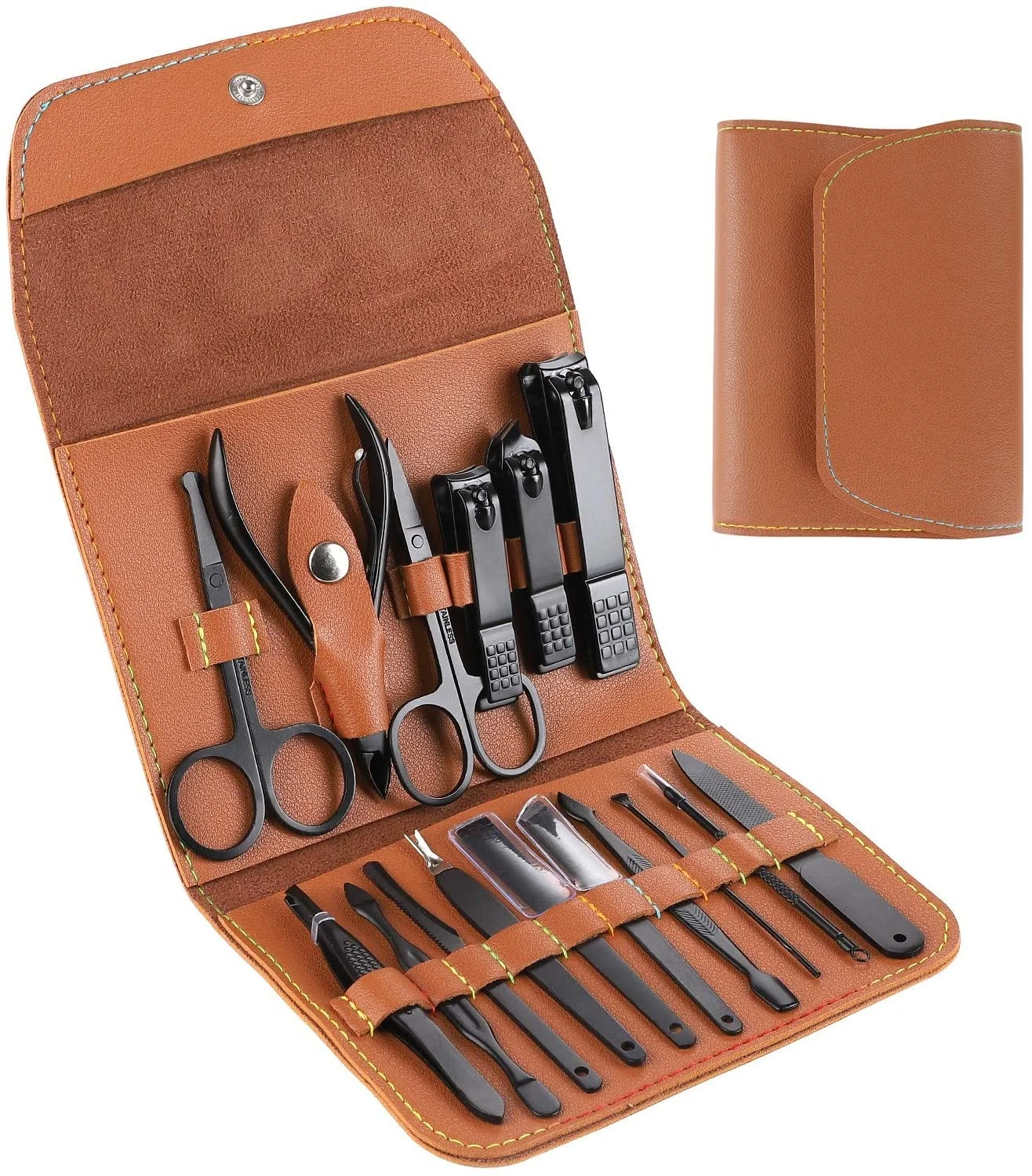 

New 16 In 1 Nail Cutter Professional Stainless Steel Scissors Grooming kit Art Cuticle Utility Tools Nail Clipper Manicure Set