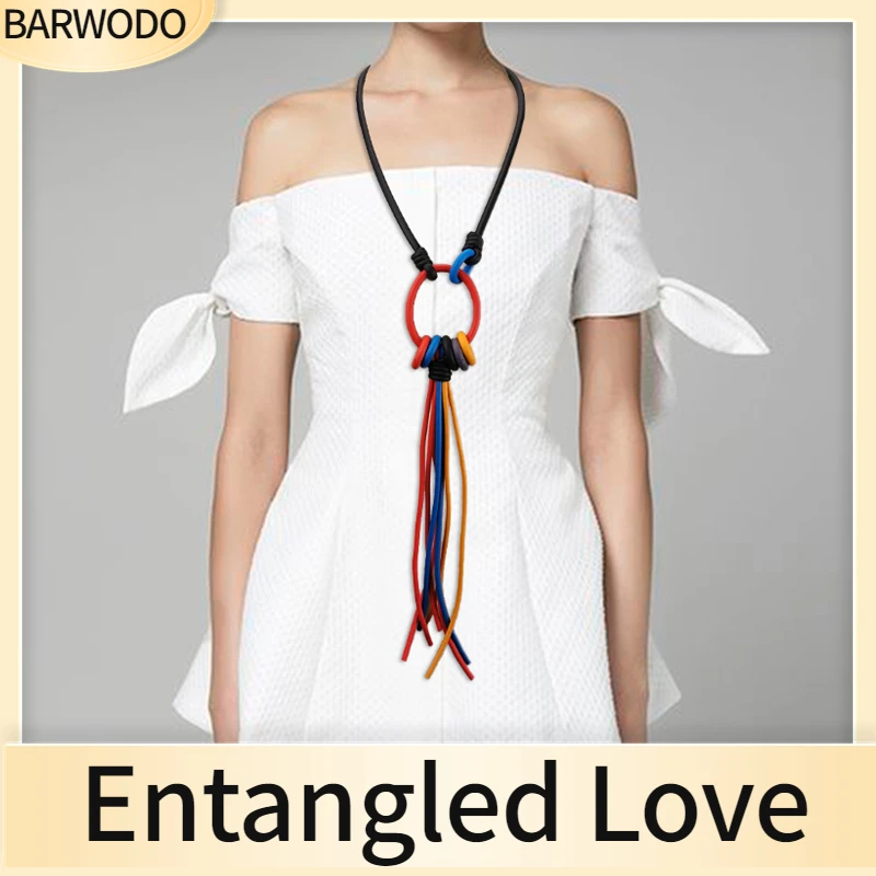 

BARWODO Luxury Designer Necklace For Women Punk Rubber Chains Boho Jewelry Bridesmaid Gift Statement Necklaces Goth Pendants