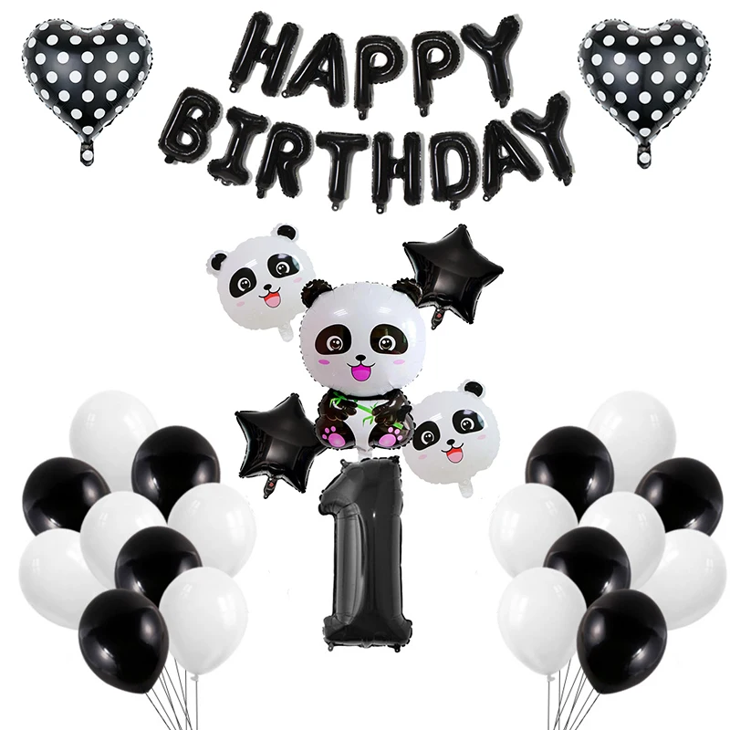 

Panda Themed Birthday Party Decorations Number Foil Balloons Jungle Panda Birthday Balloon Baby Shower Kids Toys Helium Ballons