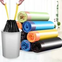 15pcs1roll disposable garbage bag household kitchen trash bags storage drawstring handles not dirty hands plastic storage bags