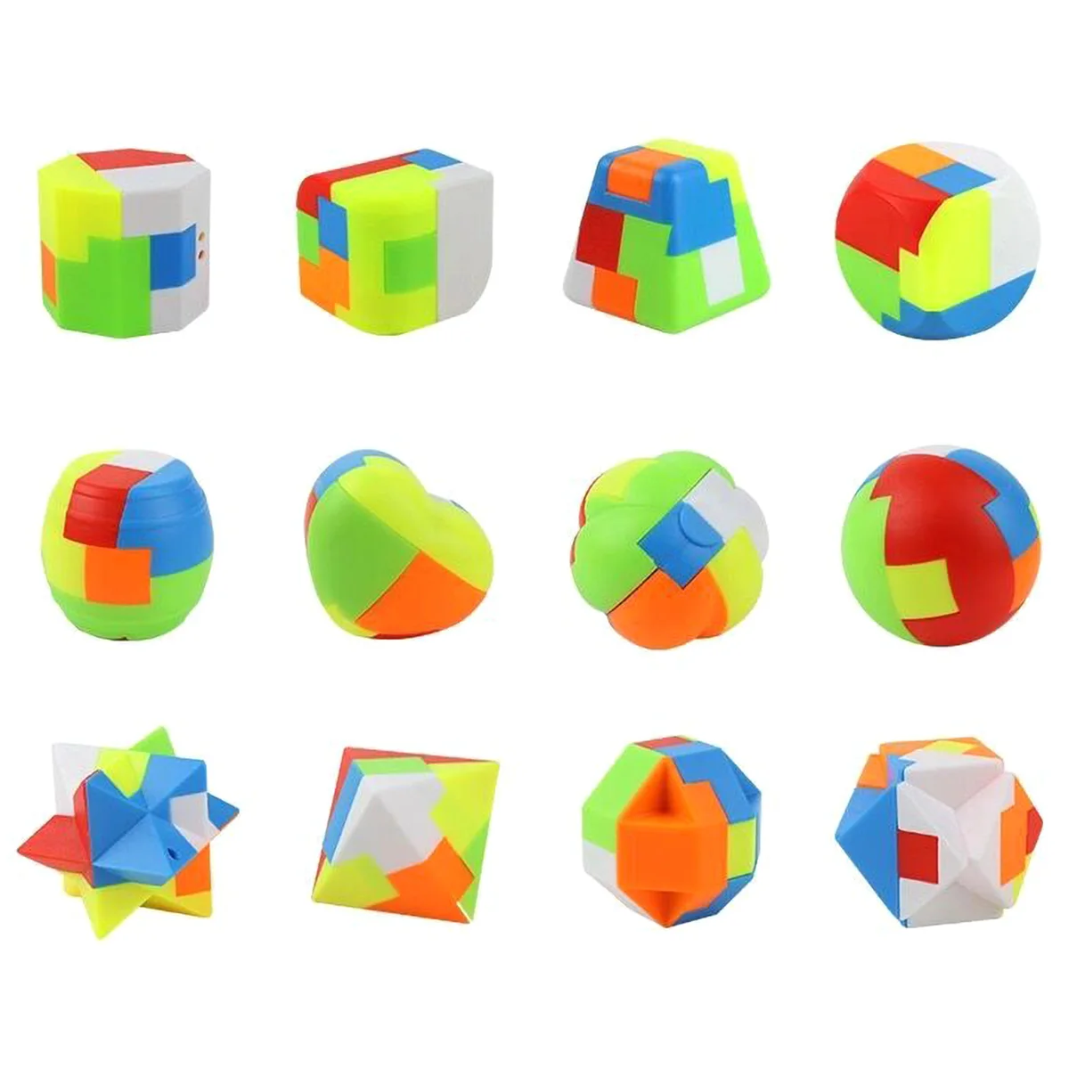 

12pcs Brain Teaser Puzzles Early Educational 3D Unlock Interlock Magic Ball Puzzle Toy Sensory Development 3D Sphere Puzzles