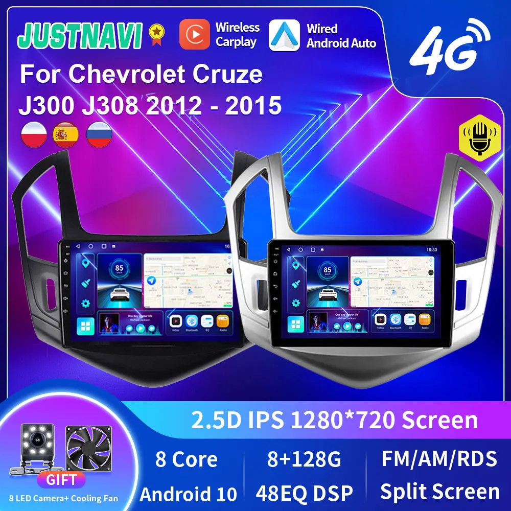 

JUSTNAVI Android 10 Car Radio Video Player For Chevrolet Cruze J300 J308 2012-2015 GPS Multimedia Serero Carplay 2din Head Unit