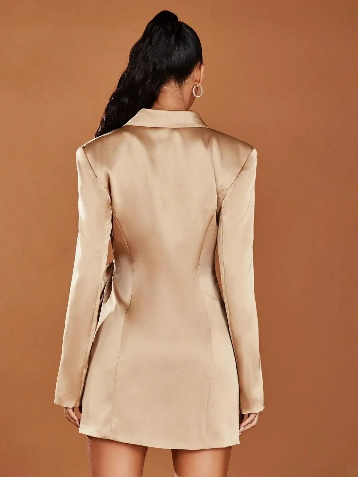 Slik Satin Women Blazer Dress Business Celebrity Party Coat with Belt Summer Midum Length Lady Suit 1 Pcs Customize