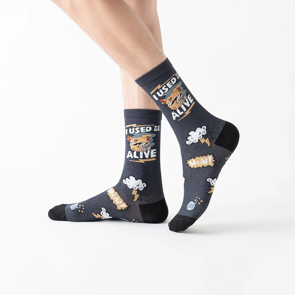 Original Quirky Cat Socks Men's And Women's Cute Europe Ins Tide Socks Cartoon Trend Art Street Skateboarding Mid-tube Socks