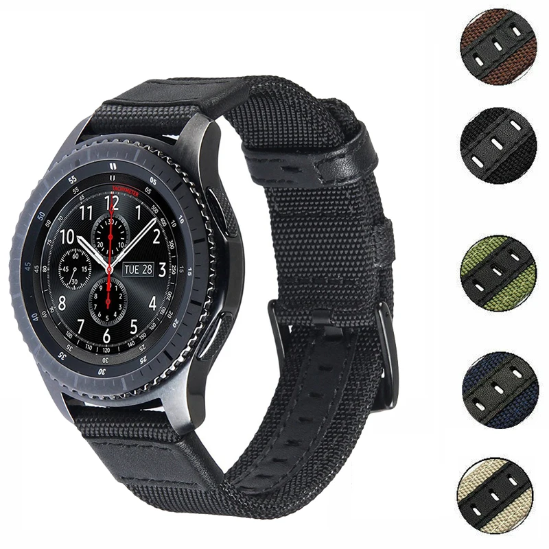 

Ремешок нейлоновый кожаный для Huawei Watch GT3 46 мм/GT 2 46 мм/Watch GT2 Pro/GT2e/Watch 3/3 Pro/Galaxy Watch 3 45 мм/Gear S3, 22 мм