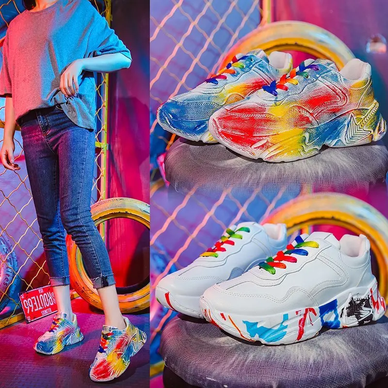 

Женские кроссовки на толстой подошве, повседневная сетчатая обувь на шнуровке, легкие дышащие, Вулканизированная подошва