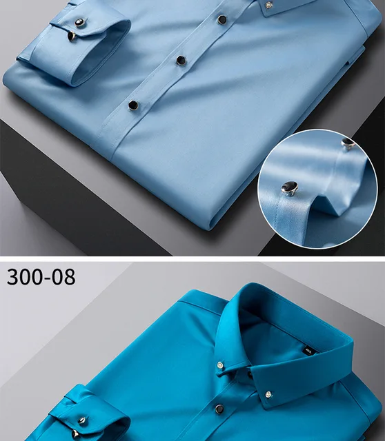 Men's Silk Shirts Long Sleeve Drill Button Solid Color 3XL Silky Business Formal Social No Iron and Wrinkle Soft Fashion Clothes 5