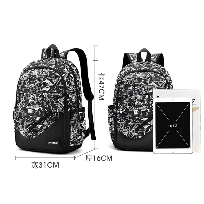 Большой мужской рюкзак школьные ранцы для мальчиков-подростков повседневные