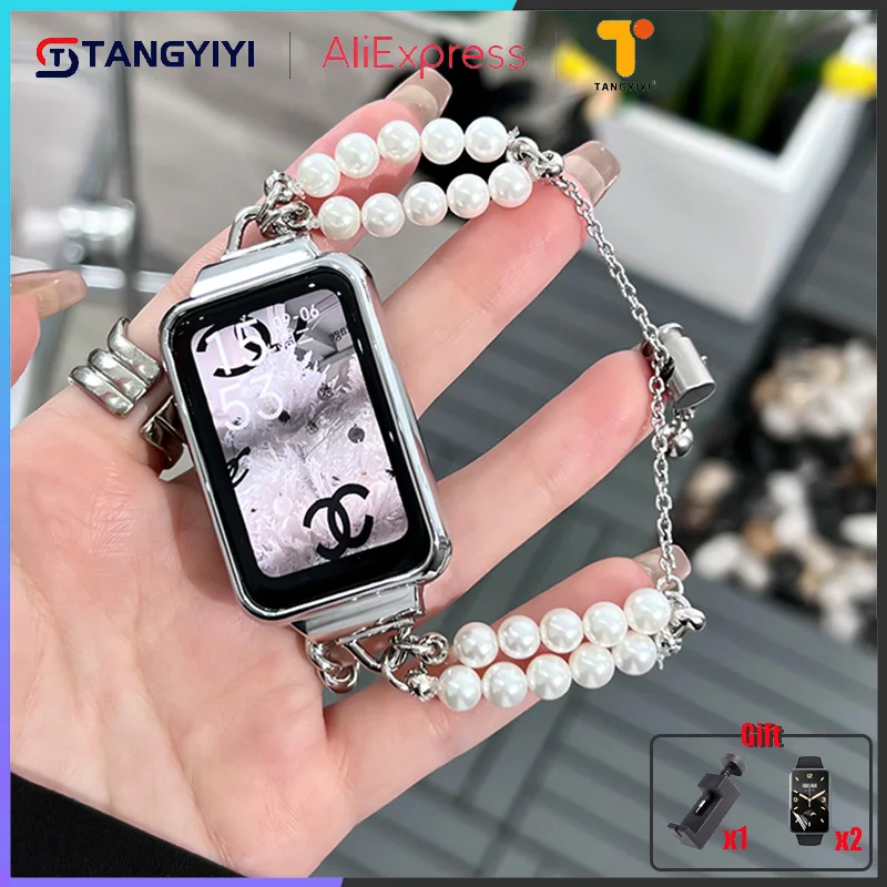 

Luxury Strap For Xiaomi Mi Band 7 Pro Smart Bracelet Metal Wristband Woman Pearl Bracelet For Miband 7Pro Watchband Strap Correa