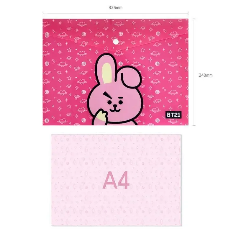 BT21 A4 Сумка для документов из ПВХ с милым мультяшным принтом Конверт учебы Офисная