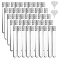 50 pcstest tubes clear plastic test tubes with caps 2 funnels for scientific experimentskids party supplieschristmas12x100mm