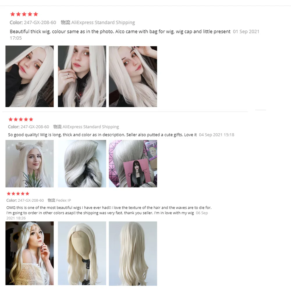 Synthetic Lace Wigs For Women Long Wave  Lolita Anime Cosplay Creamy-White/Black/Orange Middle Parting Nature Hairline Daily