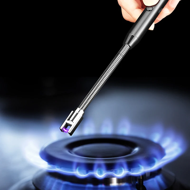 

360 ° электрическая дуговая Зажигалка для барбекю USB ветрозащитная плазменная Зажигалка без огня длинная кухонная лампа для свечей газовая плита