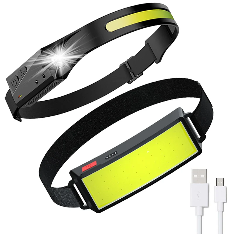 

Фонарь налобный светодиодный с зарядкой от USB, водонепроницаемый, COB