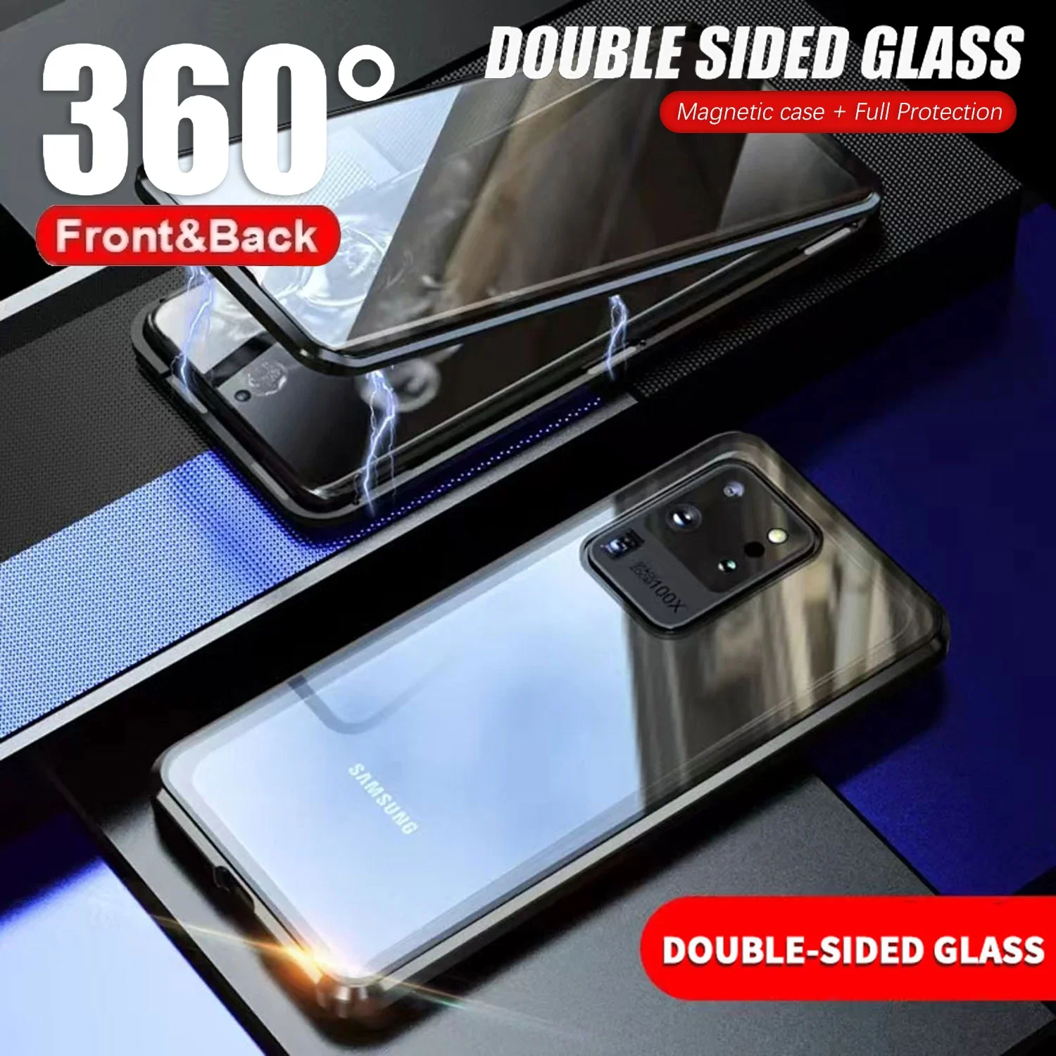 

360 Anti Peeping Magnetic Case for Samsung Galaxy Note 20 S21 S20 Plus S20FE Ultra A52 A72 A12 Double Sided Tempered Glass Case