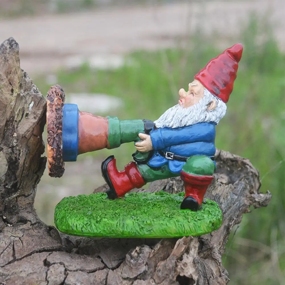 

Lightweight Beauty Trapped Gnome Decoration Sculpture Resin Gnome Statue Creative for Outdoor