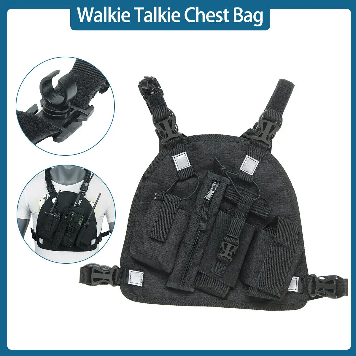 

Radio Chest Harness Chest Front Pack Pouch Holster Vest Rig Chest Bag for men Walkie Talkie Baofeng bf-888S UV-5R UV-S9