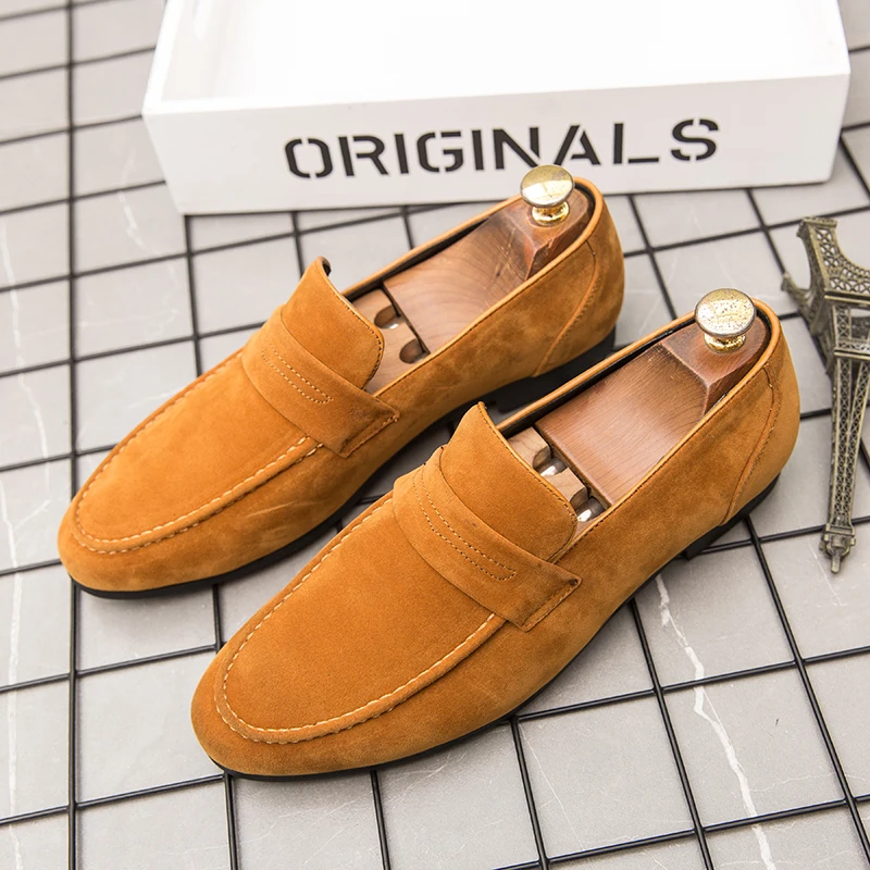 Spring New Suede Casual Men Shoes Fashion Slip on Loafers Male Leather Comfortable Flat Shoes Moccasins Classic Driving Shoes images - 6