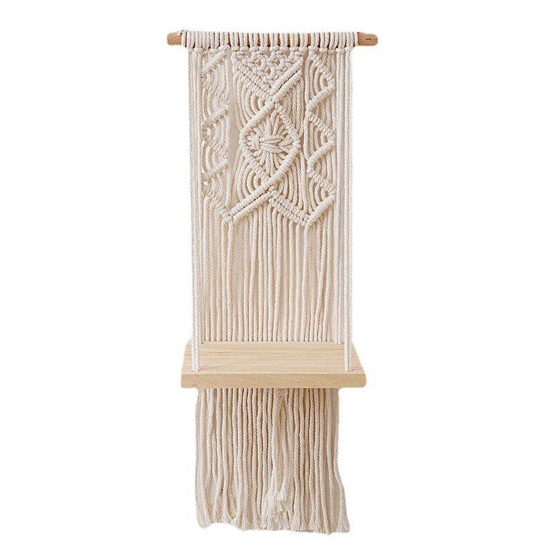 

Macrame Wall Hanging Shelf Floating Shelves Rope Shelf For Hanging Plants Boho Decor For Bedroom Living Room,1 Tier