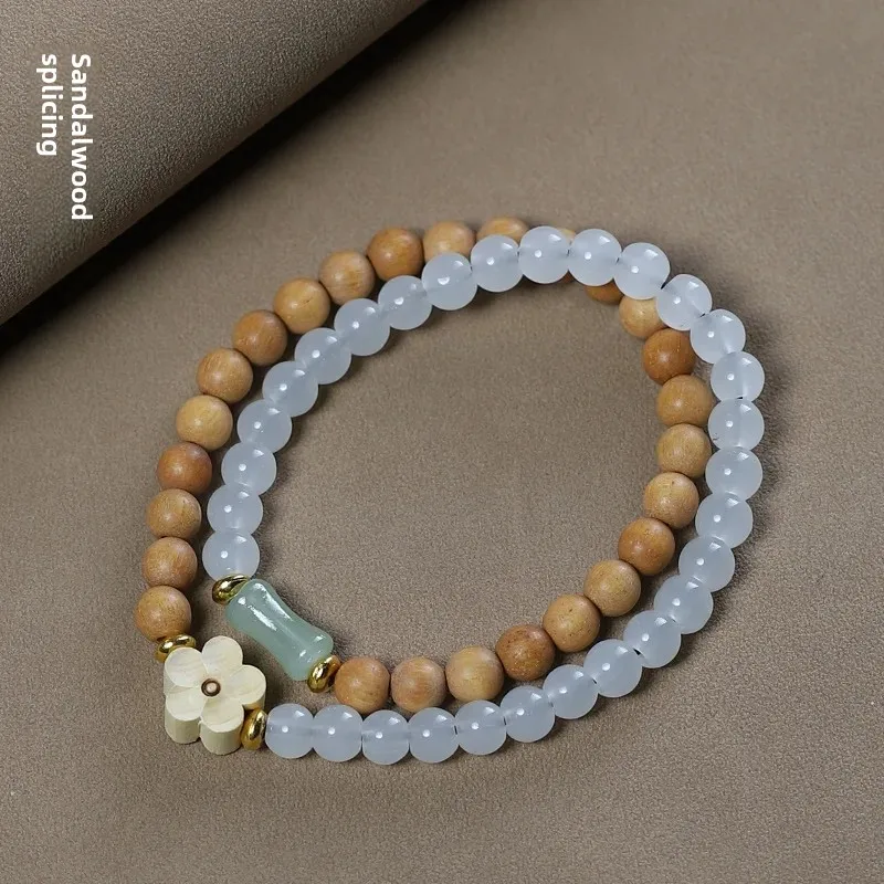 Женский нишевый двойной браслет-кольцо сделай сам с сандаловым деревом и