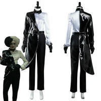 hot selling cosplay cruella clothing black white shirt coat pants set