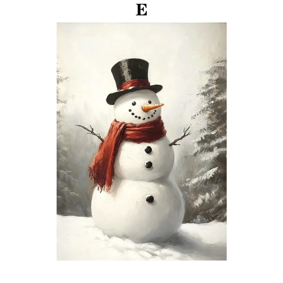 Winter Cabin Sleigh Snowman Christmas Tree Gift Squirrel Posters Prints Canvas Painting Wall Art Pictures Living Room Home Decor