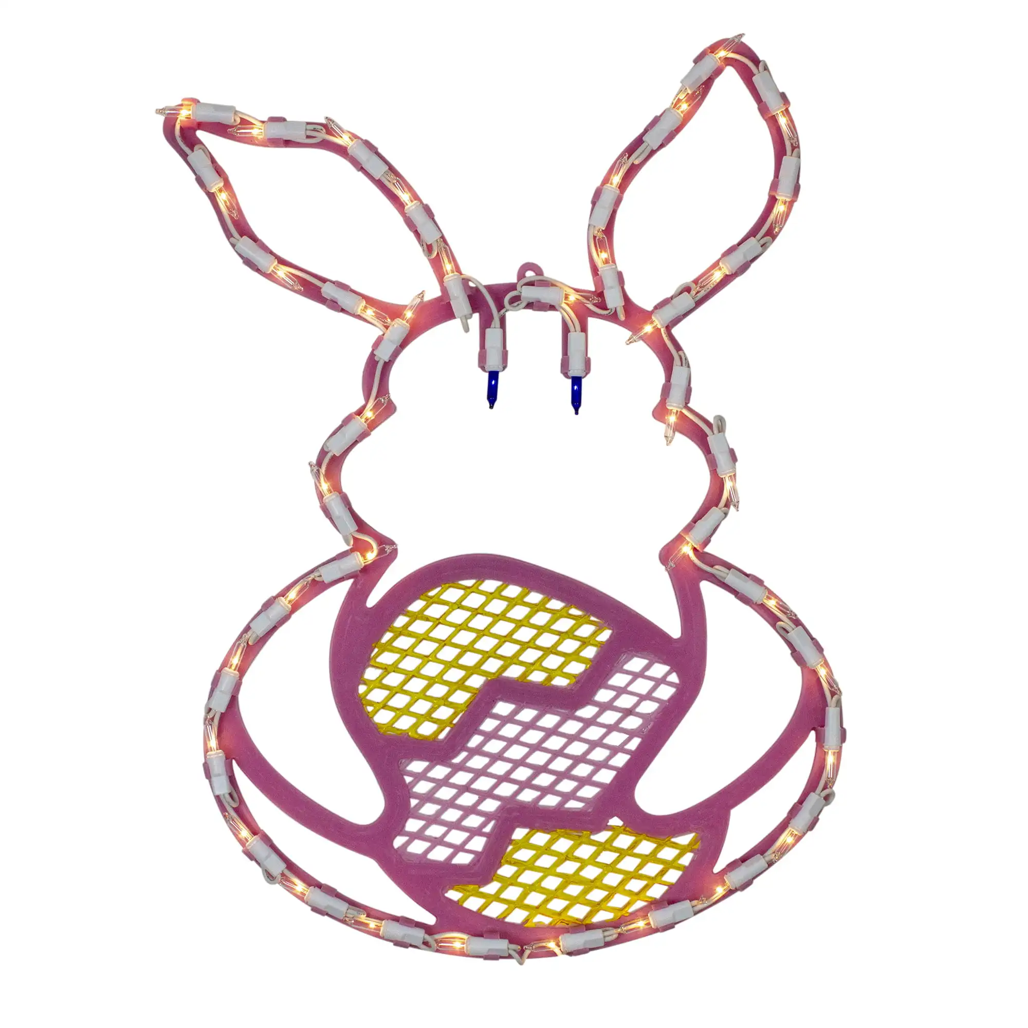 

16.5" Lighted Pink Bunny with Easter Egg Window Decoration