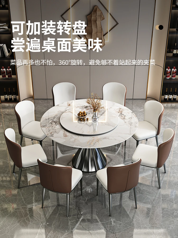 

Light extravagant slate dining table and chair combination simple multi-functional telescopic folding round dining table
