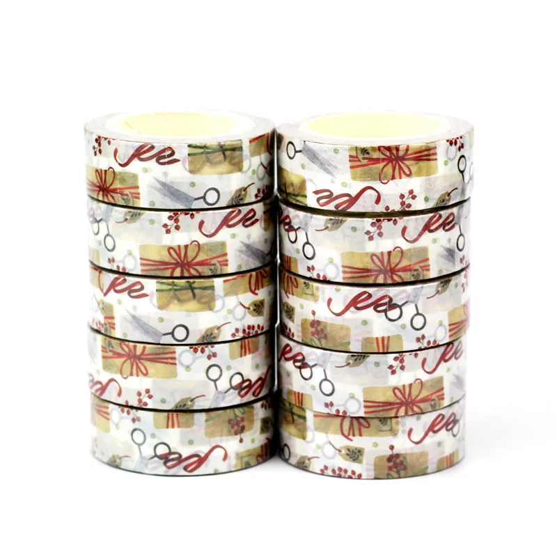 

2022 Wholesale 10pcs/Lot Decorative Christmas Presents Washi Tapes for Scrapbooking Planner Masking Tape Cute Stationery
