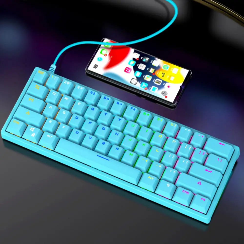 

Usb Mechanical Keyboard New Gaming Keyboards Blue Axis Portable 61-key For Computer Desktop Notebook Computer Accessories