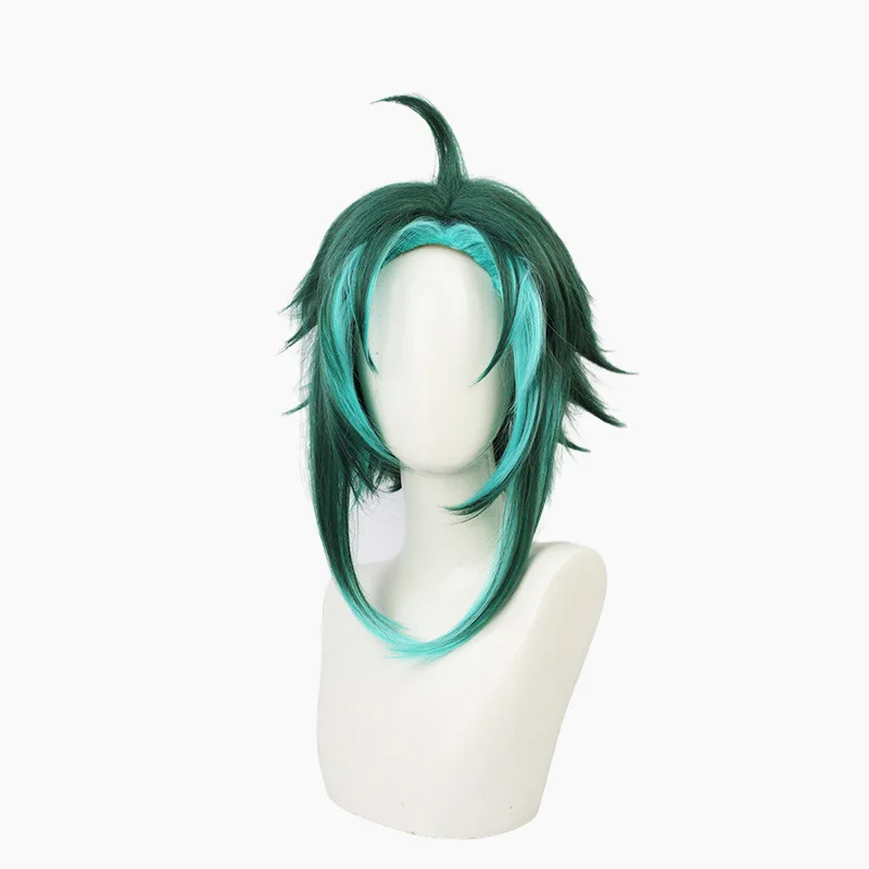 

Xiao Wig Cosplay Genshin ударопрочные темно-зеленые синтетические короткие прямые Термостойкие волосы для взрослых женщин бесплатная шапочка для пар...