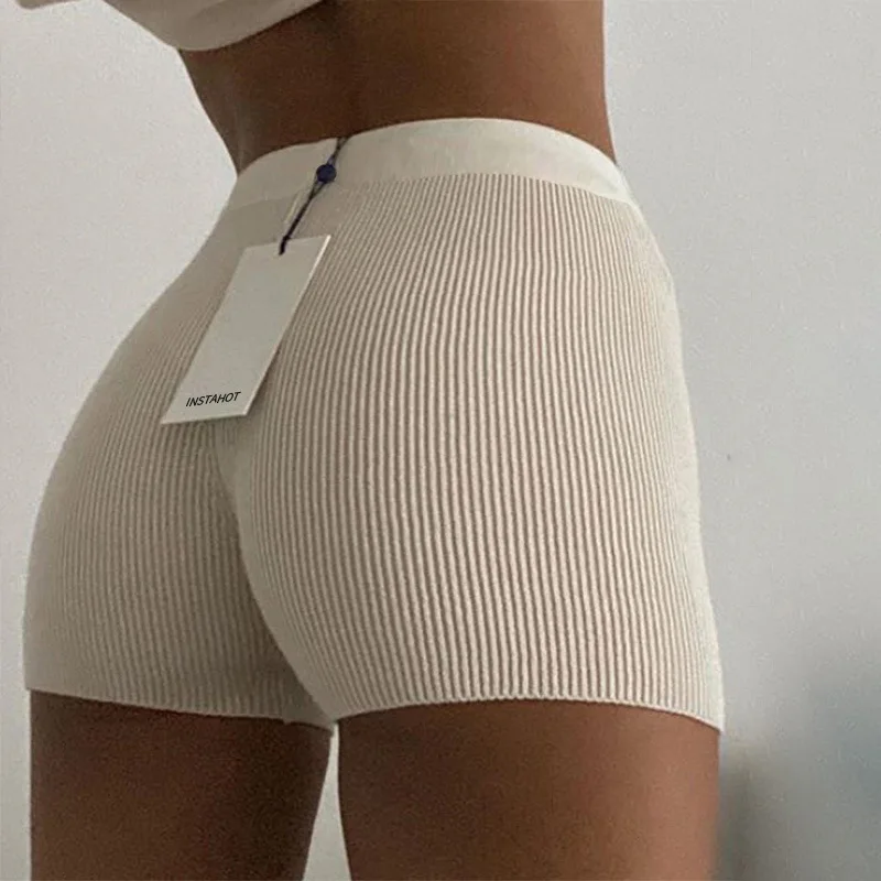 

Women's Shorts Solid Color Knitted Shorts Women's Sweat Shorts Black White Strike Small Bottoming Cycling Bike Shorts 2022 Male