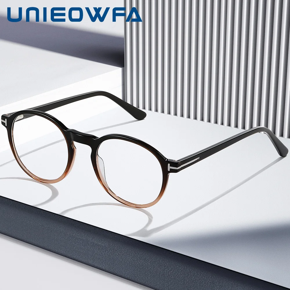 Мужские очки для близорукости UNIEOWFA в круглой оправе стиле ретро оптическая