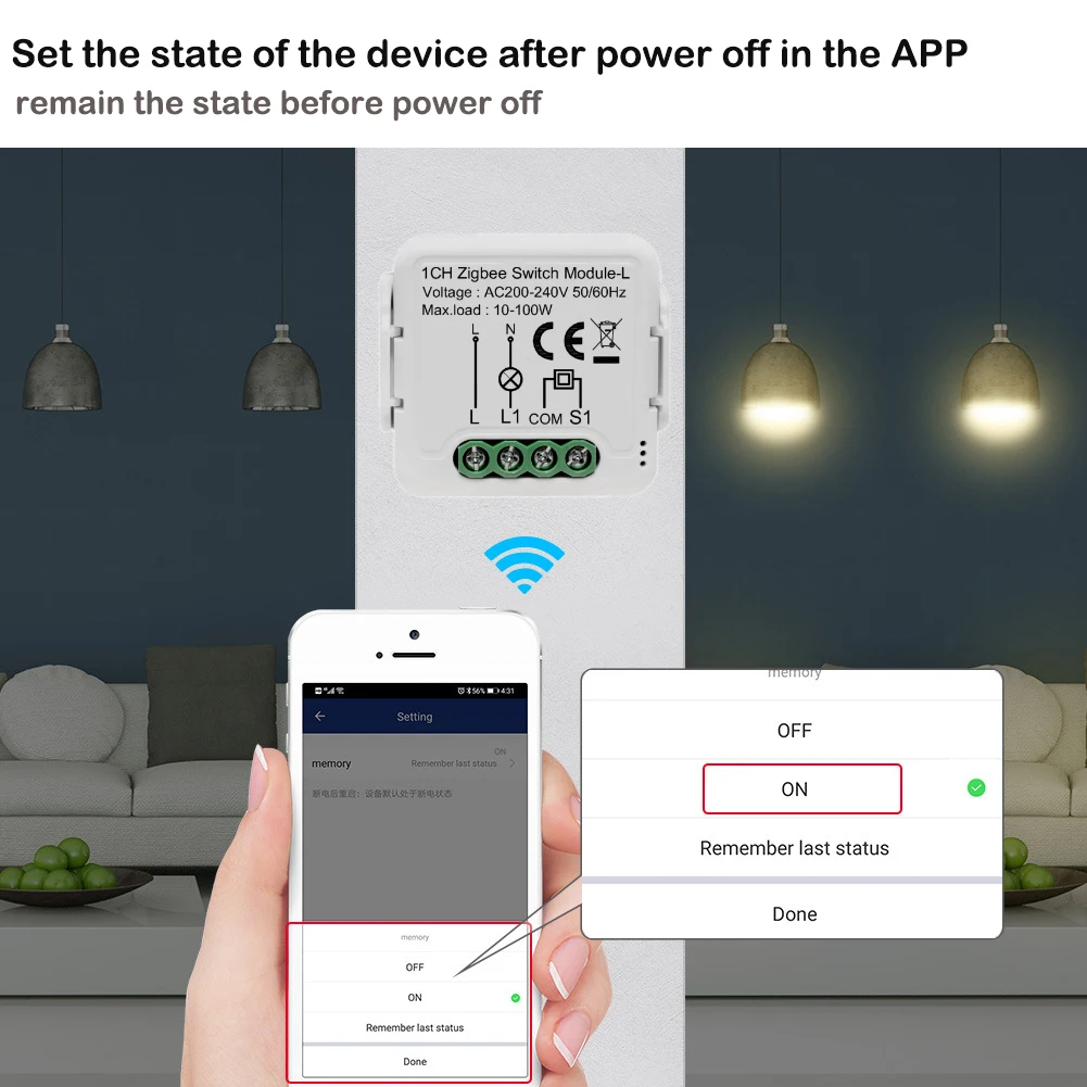 Умный модуль переключателя ZigBee Tuya не требует нейтрального провода 10 А