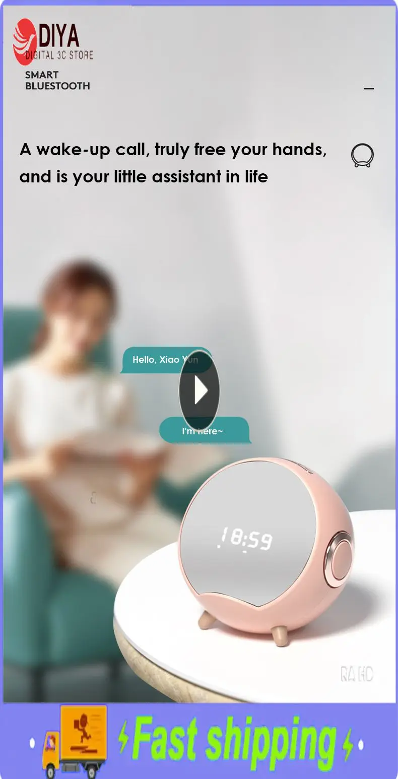 

Wireless Charging Alarm Clock 4000mah Small Audio Clock Display Speaker Smart Home Alarm Setting Mobile Phone Holder