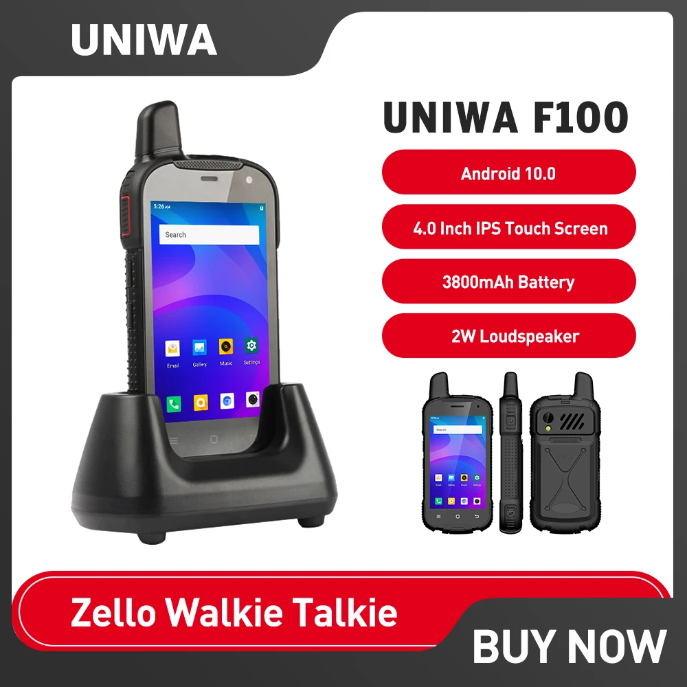UNIWA F100 Zello Walkie Talkie Smartphone GPS NFC 4G Android 10 4 inch IPS Touch Screen 2GB 16GB Mobile Phone Radio Calls