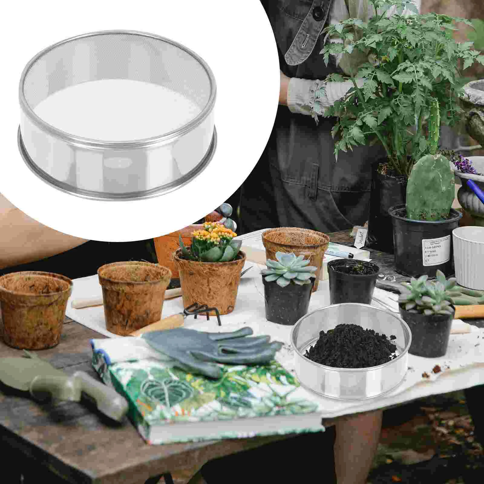 

Stainless Steel Flour Sieve Flour Sifter Stainless Steel Sand Sieve Pan Mesh Garden Sieve Beach Toy
