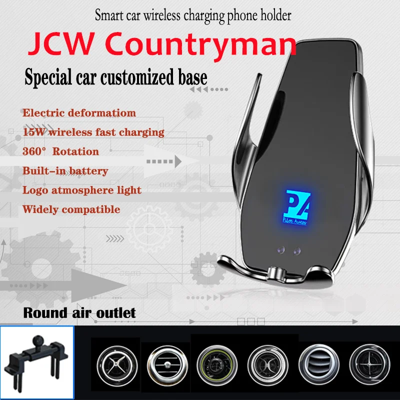 

Car Cell Mobile Phone Holder Wireless Charger 15W For MINI JCW Countryman John Cooper Works All4 All-In 2013 2014 2017 2018 2020