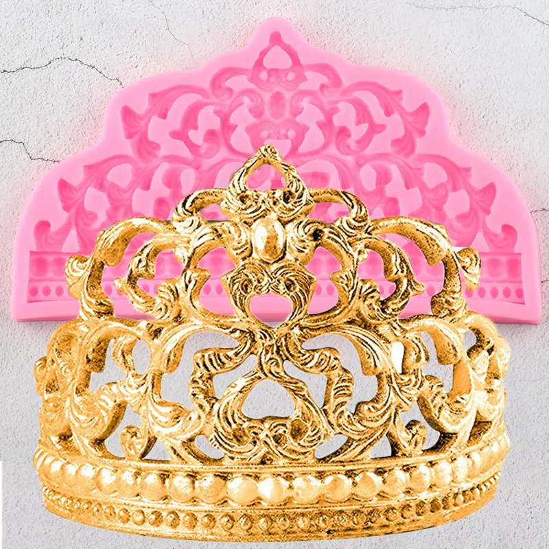 

Crown Lace Silicone Mold Baroque Style Silicone Mold Fondant Cake Decorating Tools Chocolate Gumpaste Mould DIY Baking Tools