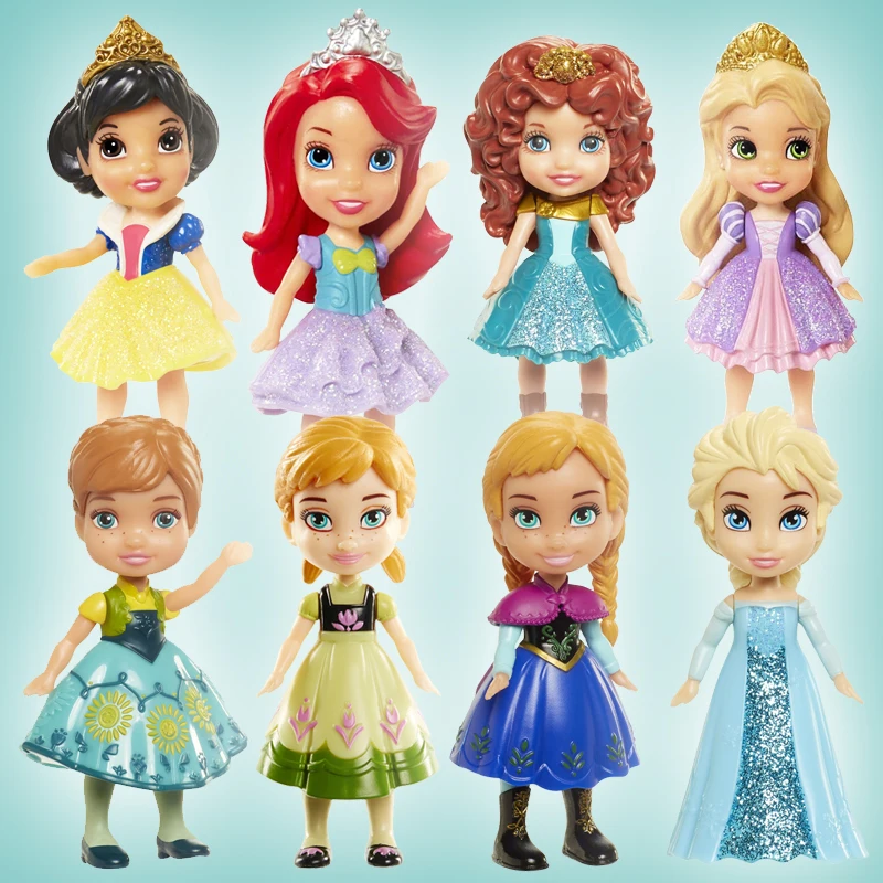 Цена Оригинальные Мини-куклы Принцессы Диснея, Анны, Холодное сердце, Эльзы, Белоснежки, Золушки, Ариэль, фирменные Игрушки для девочек, рождеств...