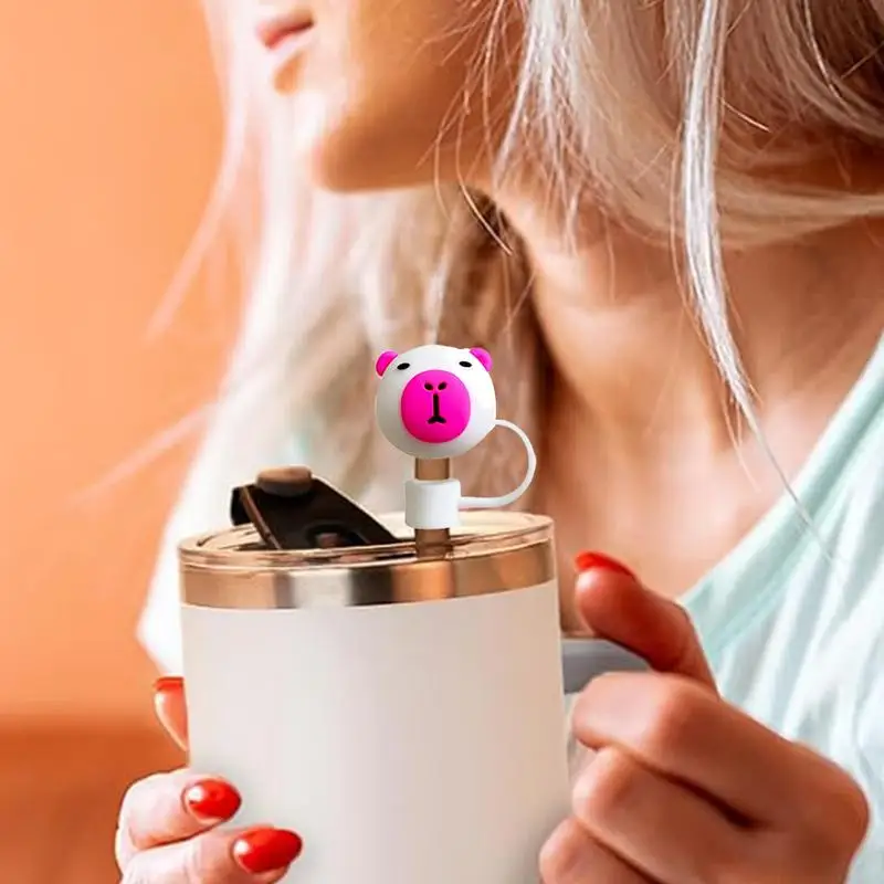 Топпер для соломинки соломенные колпачки с мультяшными животными силиконовые