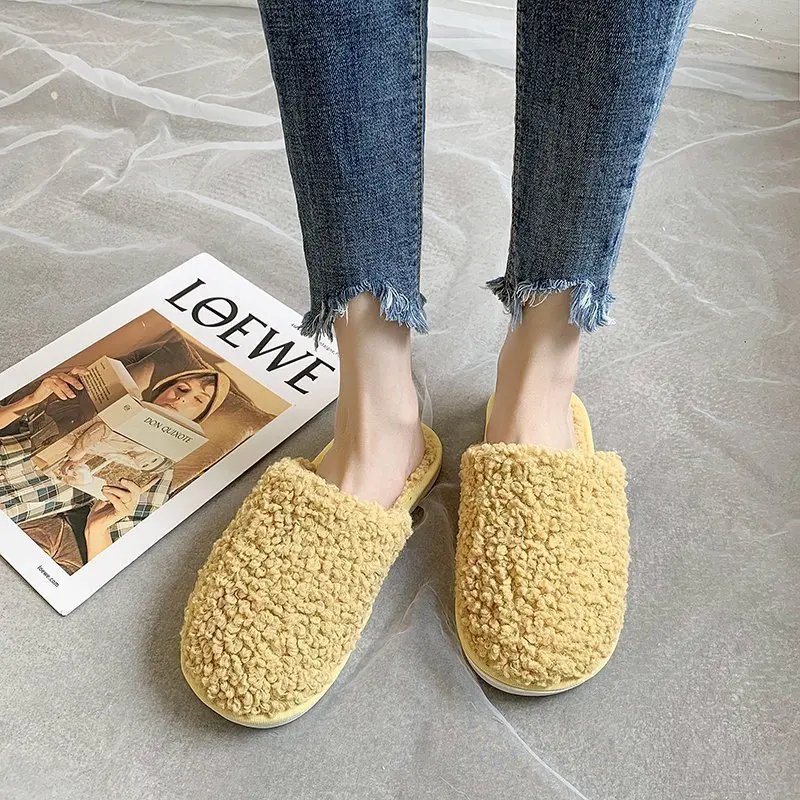 High Quality Bedroom Cross Plush Slipper Winter Indoor Warm Home Non-Slip Fuzzy Flip-Flops Women Soft Bottom Cotton Slippers