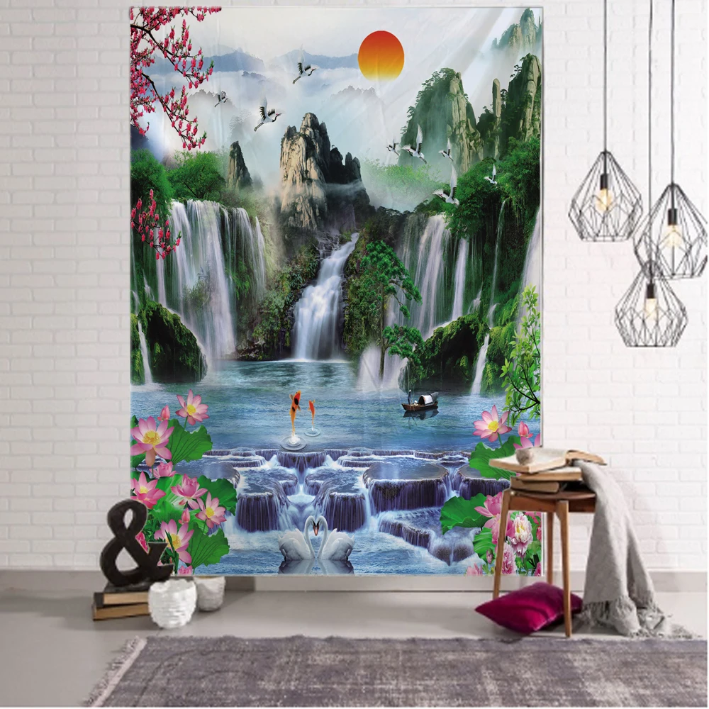 

Chinese Landscape Landscape "Wall Tapestry Art Decor Blanket Curtain Hanging Home Bedroom Living Room Decoration”