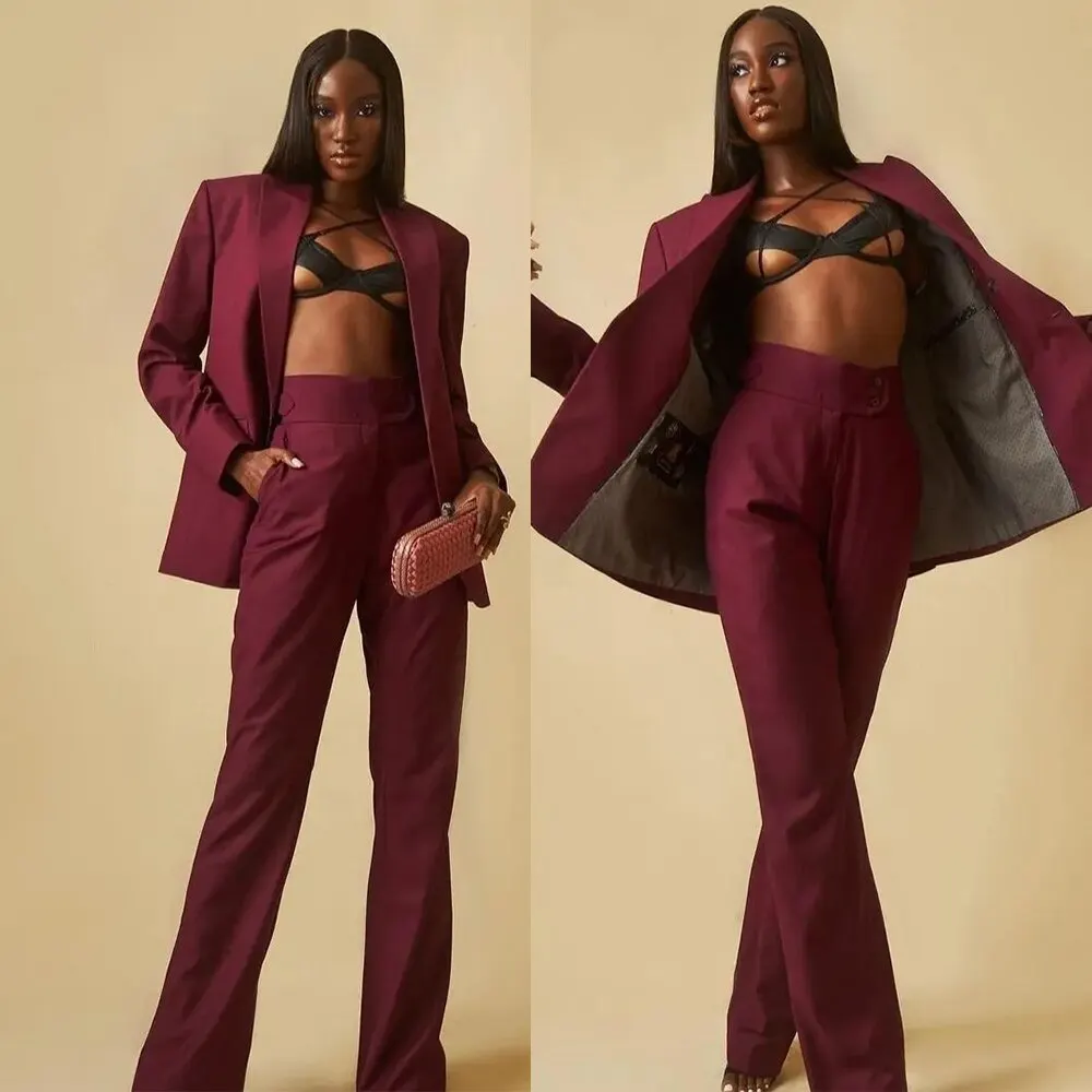 (Jacket + Pants) New Ladies Suit Fashion Retro Single Button Elegant Custom Two-piece Set Social Office Blazer Femme