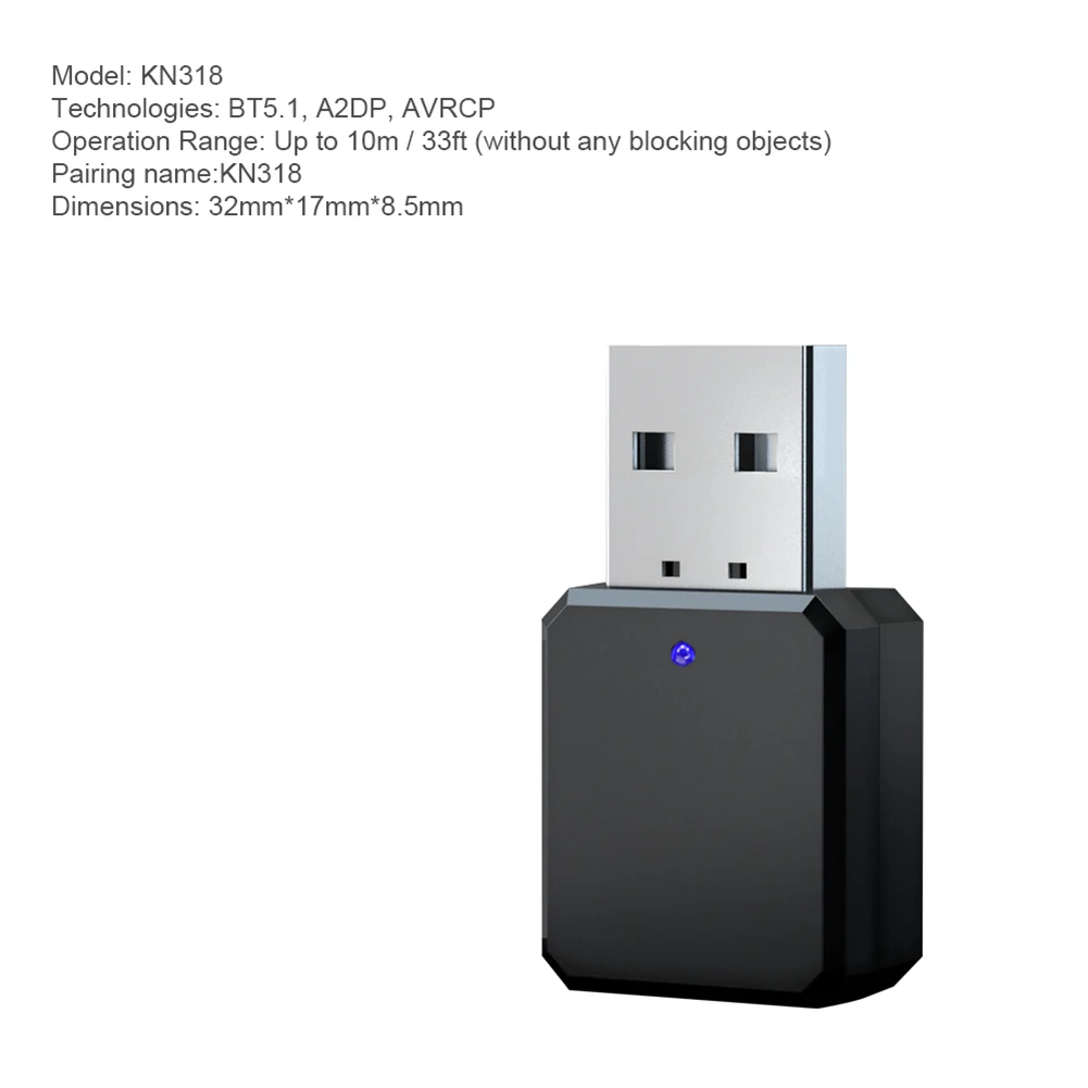 Беспроводной аудиоприемник KN318 портативный автомобильный Bluetooth-совместимый BT 5 1