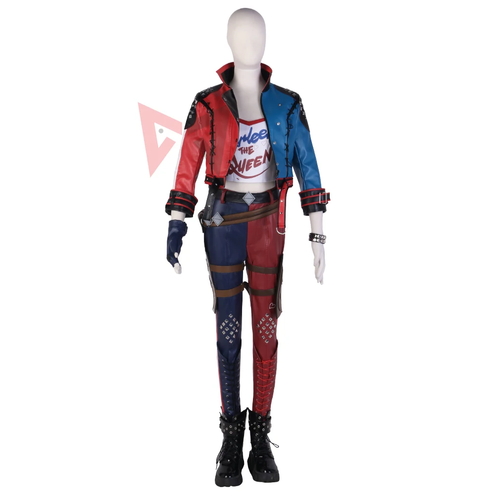 New Movie Suicide Harley Cosplay Leather Jacket Pants Shirt Girl Layered Dress Quinn Costume Halloween Party Dresses Custom Made