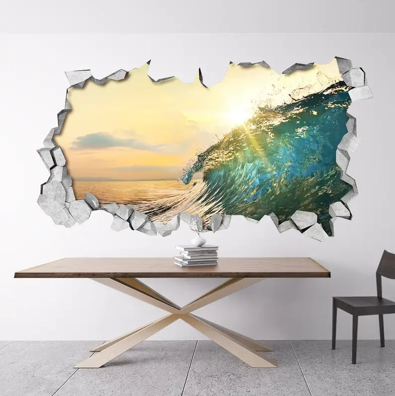 

Broken Wall, Wall Decal, Wave, 3d Wallpaper, Art Prints, Decals, Stickers, Wall Sticker, 3d wall decals, 3d wall art, 3d art - S