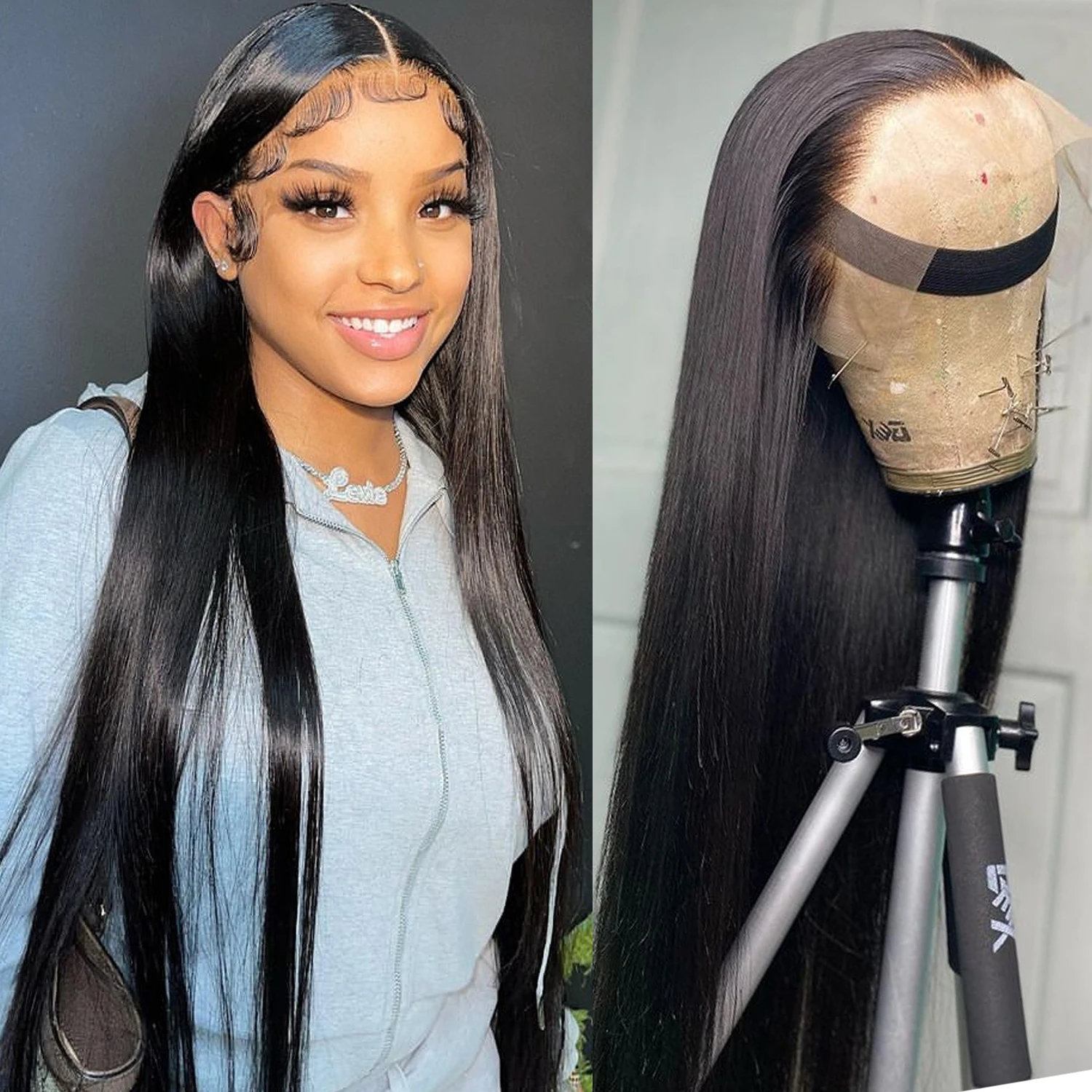 

HD Lace Frontal Wig MYLOCKME Straight 13X4 Lace Front Human Hair Wigs Brazilian Straight Remy 4x4 Closure Wig For Women 200%