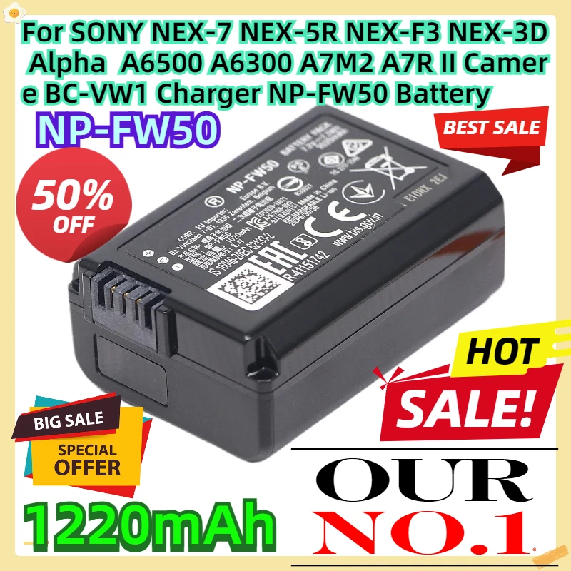 Зарядное устройство для SONY NEX-7 NEX-5R NEX-F3 NEX-3D Alpha A6500 A6300 A7M2 A7R II 1020 мАч Camere BC-VW1 NP-FW50