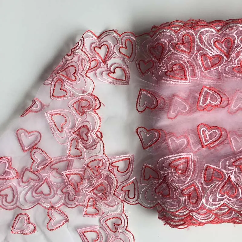13 ярдов Вышивка Тюль кружевная отделка Сделай Сам бюстгальтер ткань аксессуары розовые сердца 13 ярдов Вышивка Тюль кружевная отделка Сделай Сам бюстгальтер ткань аксессуары розовые сердца